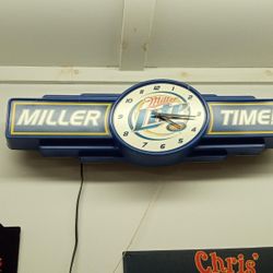 Miller Lite Sign And Clock 