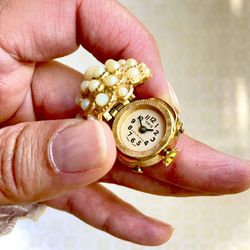 Vintage Oris Clock Watch Cocktail Cluster Statement Ring