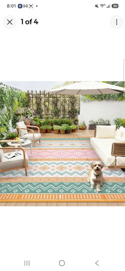 🔥 BRAND NEW OPEN BOX Garvee 9x12 Reversible Outdoor Rug Patio Camping RV 🚀