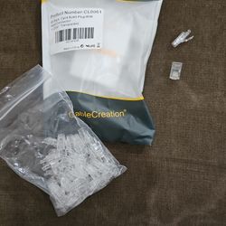 RJ45 Connectors, 49-Pack Cat6 Connector, Cat6/Cat5 8P8C Modular Plug Ends with Relief Boots for Solid Wire and Standard Cable, Transparent