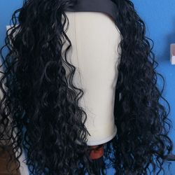 Curly synthetic wig with headband, new