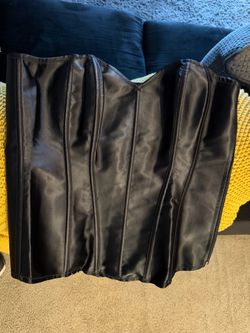 Black Satin Boned Corset Top