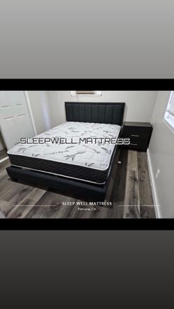 Queen size bed frame with pillow top mattress included