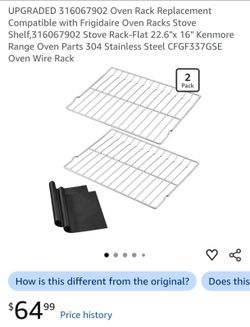 Oven Rack Replacement Compatible with Frigidaire Oven Racks Stove Shelf,02 Stove Rack-Flat 22.6"x 16" Kenmore Range Oven Parts 304 Stainless St