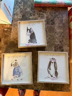 Set of 3 Framed Dog Art Prints