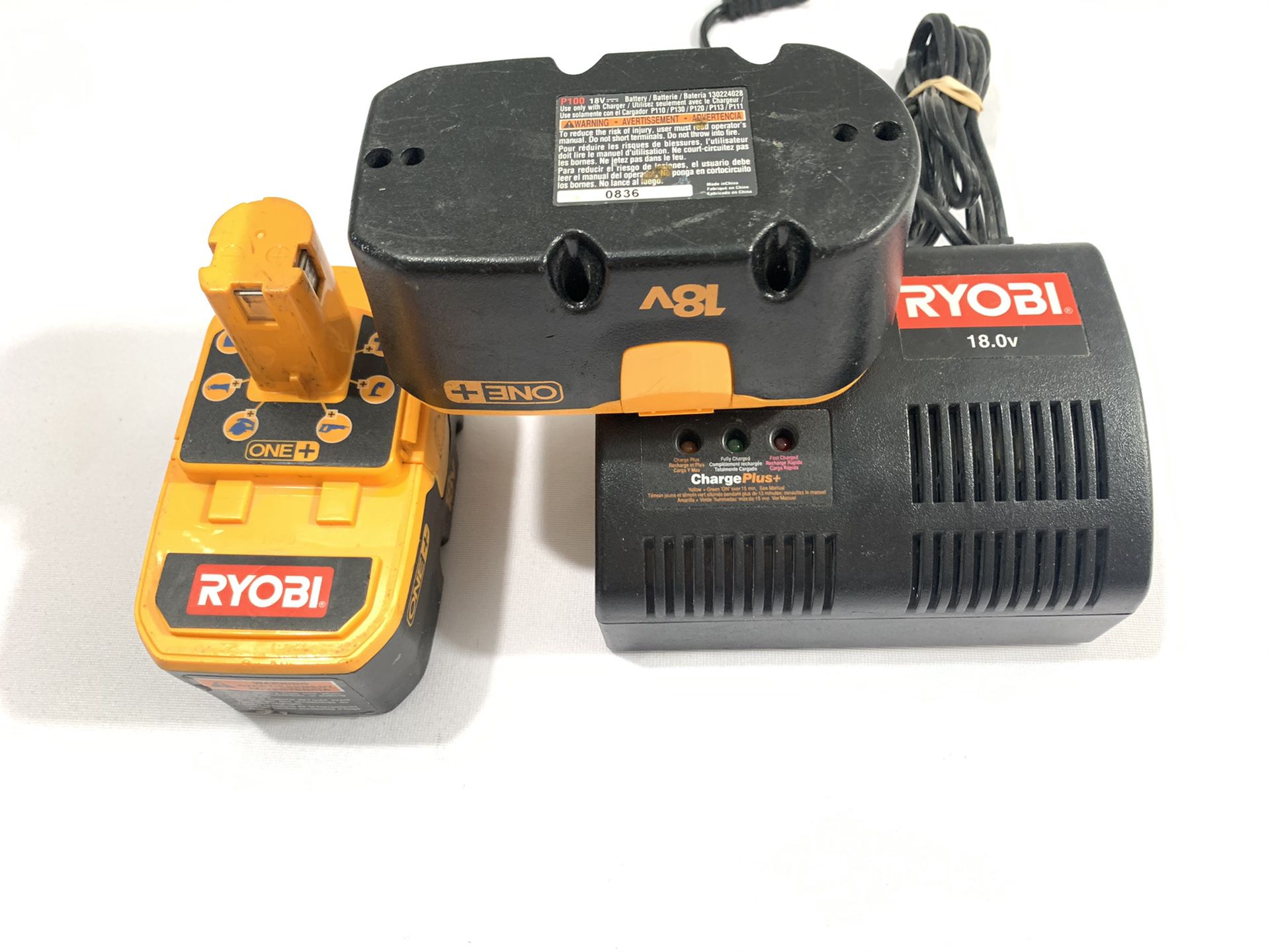 Ryobi 18.0 Volt 1423701 Charger & 2 ONE + 18v P100 Battery Packs Tested