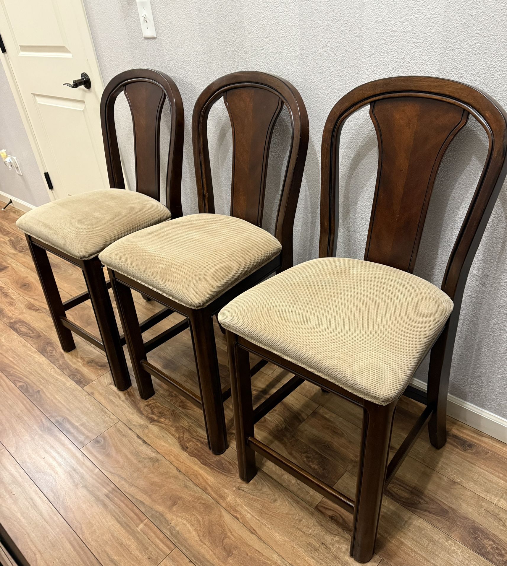 Solid Wood Upholstered 3- Counter Height Stool !!! 24” H