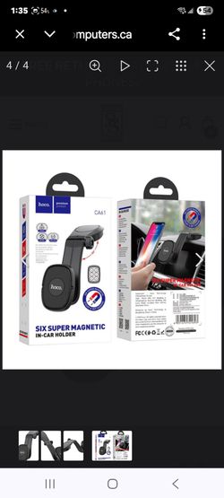 Magnetic car holder featuring an adjustable, foldable swing arm for dashboard mounting.