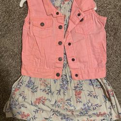 Toddler Girl Dress With Vest Size 4T