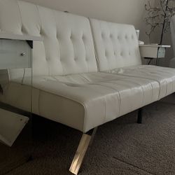 White Futon Bed Faux Leather