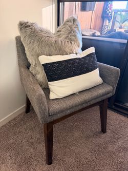 Article Accent Chair + Alpaca Pillow + Geometric Pillow