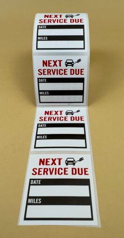 10 Oil Change Service Reminder Stickers Next Due Static Cling Labels 2x2" Black