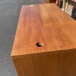 Teak Executive Desk And Matching File Cabinet