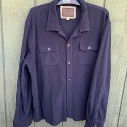 G.H. Bass Lodge Shirt Men XXLarge Navy Blue Fleece Long Sleeve Button Up Outdoor