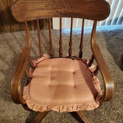 Antique Wooden Office Desk Swivel Chair With Wheels