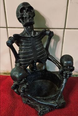 SKELETON CANDLE HOLDER GOTH HALLOWEEN