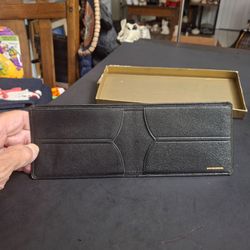 "Genuine Morocco" Black Pebbled Leather Bifold Wallet, Open Box Never Used