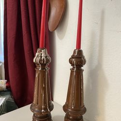 Giant. Matching Solid Wood Candle Holders