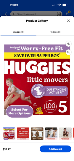 Brand new unopened   Huggies Little Movers Baby Diapers, Size 5 (27+ lbs), 100 Count (Select for More)