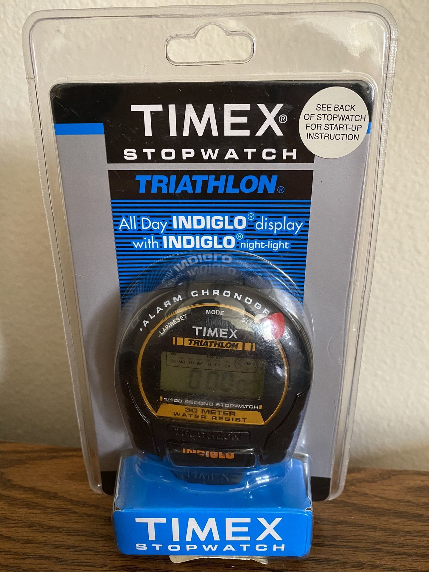 Brand New Sealed Unopened TIMEX STOPWATCH TRIATHLON INDIGLO Water Resistant Alarm Chronograph