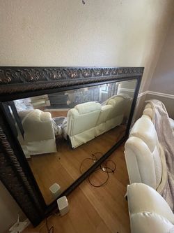 Large Wall Mirrors with Ornate Dark Frame