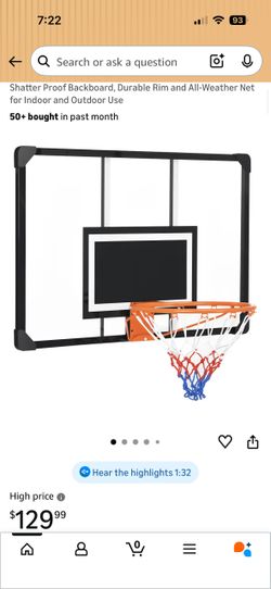 🏀 Wall Mounted Basketball Hoop – 36” x 24” (New/Open Box)