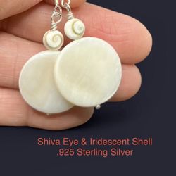 Shiva Eye Genuine Shell & Iridescent Shell .925 Sterling Silver Earrings
