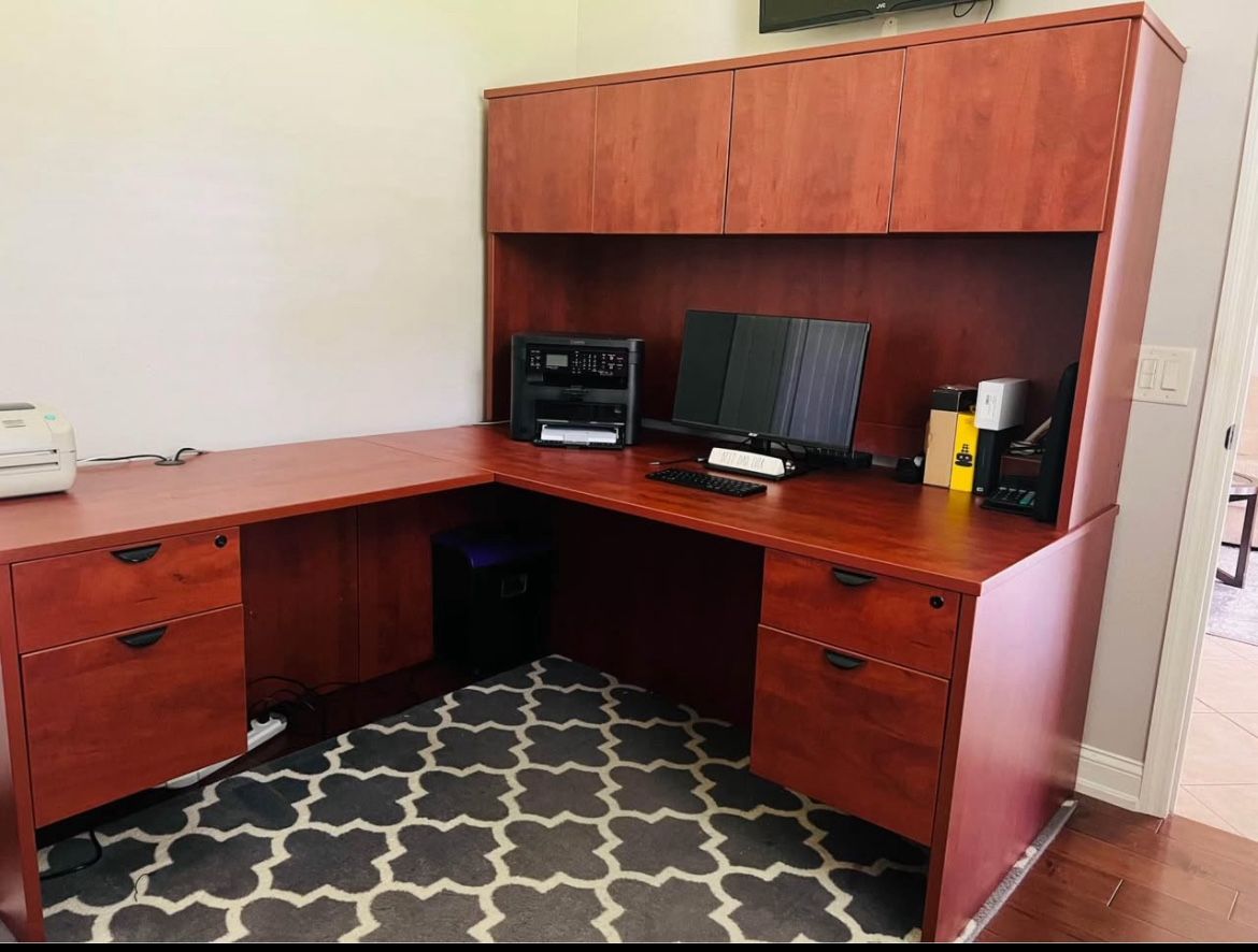 L Shaped Desk W/Hutch Overall Office Desk