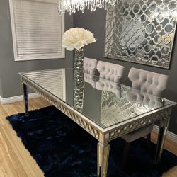 Z Gallerie Sophie Mirrored Dining Table And Chairs 