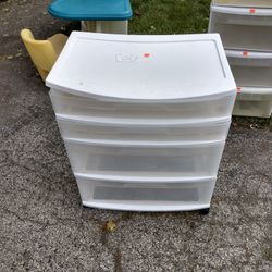 Sterilite White Plastic Stacking Drawers On Wheels $2