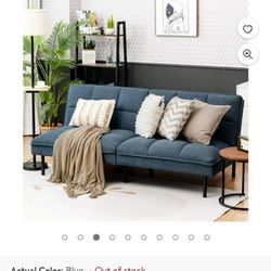 Nice Blue Futon Convertible Couch 