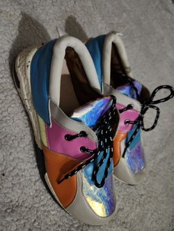 Multi-Color Holographic Colorblock Chunky Sneakers - Size 9 (EU 42) -