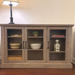 Gray-Wash Glass Door Buffet Cabinet