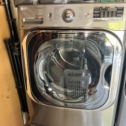 Metallic LG Dryer w/ Pedestal ( Electric ) & Samsung Steam Washer Machine