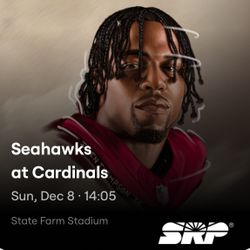 Cardinals vs Seahawks 4th Row Sec 133 Seats 5-6