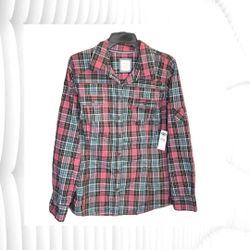 Old Navy New w Tag Pink Black White Yellow Teal Plaid Button Shirt Women XL