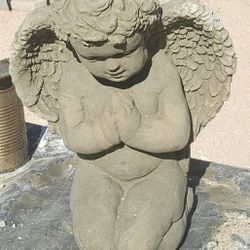 Concrete Cupid Angles / Set of Sm Breeds Dog Bowls