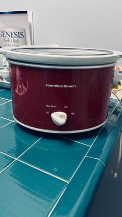 Hamilton Beach Slow Cooker Red Ceramic Pot Glass Lid