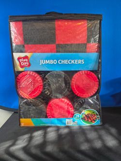 Play Day Jumbo Checkers Play Set Lawn Games Fun Playset, 6.5" diameter checkers