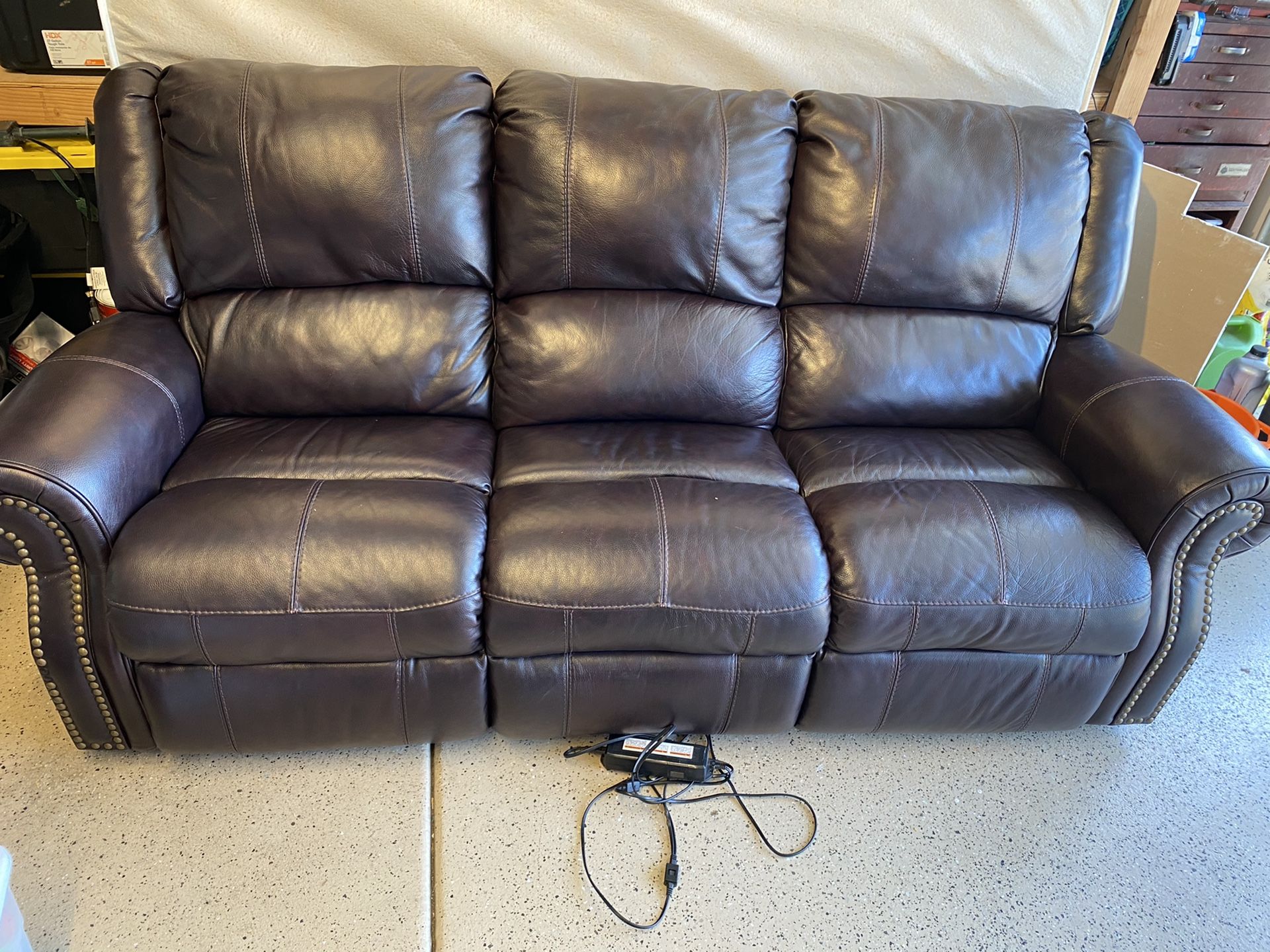 Great Leather couch/ sofa- electric recline