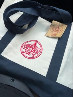 Trader Joes Large Navy Blue Canvas Tote!!