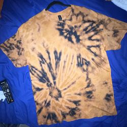 New Orange/Black Bleach Dye Shirt XL