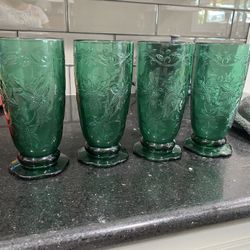Green Glass Cups