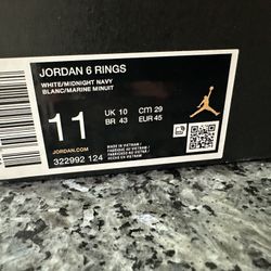 Jordan 6 Ring Size 11 Men 