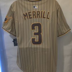 New Men's Padres Merrill Tan Jerseys Stitched