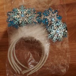 NEW Package of 6 Snowflake Headbands feathers, springs, faux jewel,& glitter $3 for all
