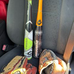 Youth Baseball Gloves Bats.   25.00 Each. 