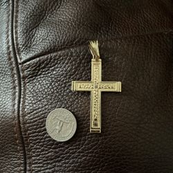 Custom 14K Gold Nugget Cross Pendant – 11.9g