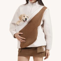 Fleece Sweater with Kangaroo Pouch Pet Carrier