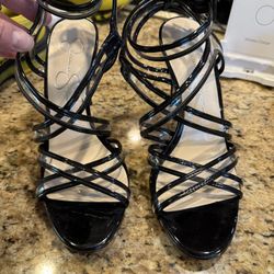 Jessica Simpson Black Patent Kendele 2 Heels Sz 8